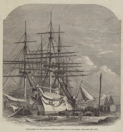 Hospitalschiffe für die Abessinien-Expedition, ausgerüstet in den Victoria Docks von Edwin Weedon