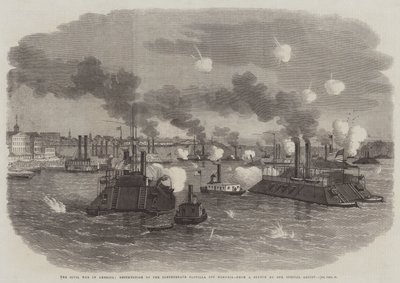 Der Bürgerkrieg in Amerika, Zerstörung der konföderierten Flottille vor Memphis von Edwin Weedon