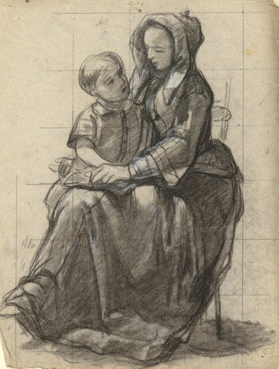 Mutter und Kind, Skizze für Die Unterzeichnung des Vertrags in der Kabine der Mayflower von Edwin White