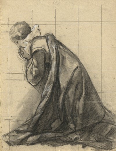 Betende Frau, Skizze für Unterzeichnung des Vertrags in der Kabine der Mayflower von Edwin White