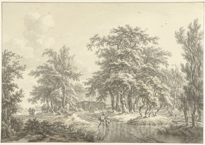 Waldlandschaft mit einigen Figurengruppen von Egbert van Drielst