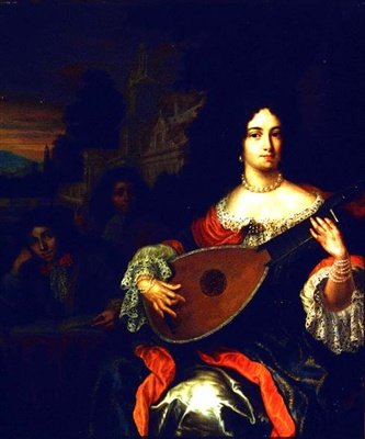 Eine Dame spielt Laute mit zwei Jungen an ihrer Seite von Eglon Hendrick van der attr. to Neer