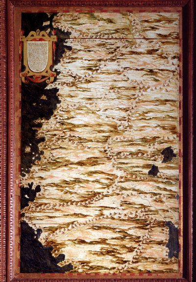 Karte von Peru, erstellt von Egnazio Danti (1536-1586), Mathematiker, Kosmograph und italienischer Architekt. Um 1567. Florenz, Palazzo Vecchio, Sala del Mappamondo von Egnazio Danti