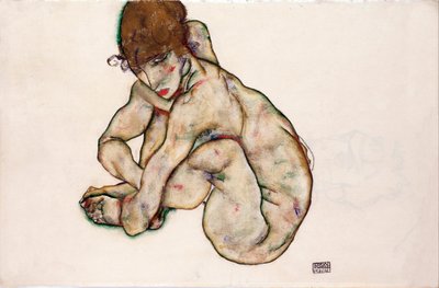 Kauerndes nacktes Mädchen von Egon Schiele