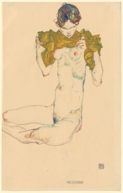 Die Jungfrau (recto); ohne Titel (Kopfstudie, verso) von Egon Schiele