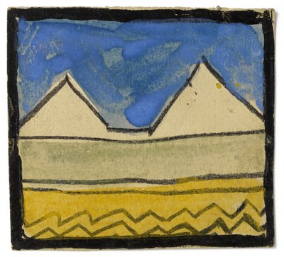 Entwurf für eine Wanddekoration im Atelier Wattmanngasse (abstrahierte Giebel?) von Egon Schiele