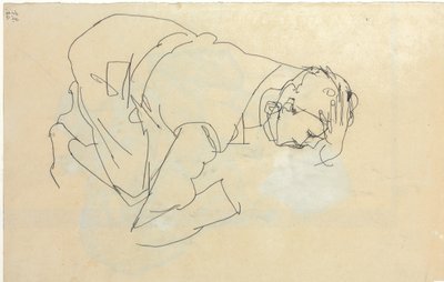 Erich Lederer im Profil, Hand am Kopf, 1912 von Egon Schiele