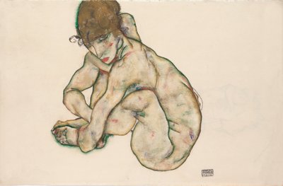 Kauernder Mädchenakt von Egon Schiele