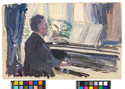 Leopold Czihaczek am Klavier (Skizze) von Egon Schiele