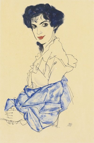 Porträt von Elisabeth Lederer, sitzend mit gefalteten Händen, 1913 von Egon Schiele