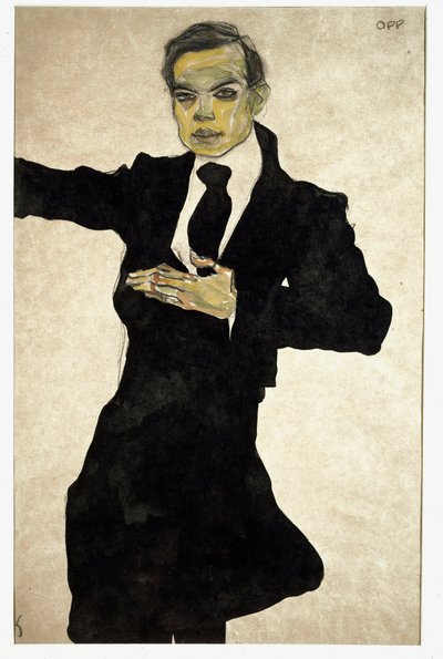 Porträt von Max Oppenheimer, deutscher Maler, Zeichnung von Egon Schiele von Egon Schiele
