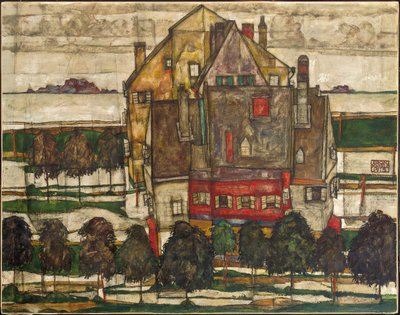 Einzelne Häuser (Häuser mit Berg) 1915 von Egon Schiele