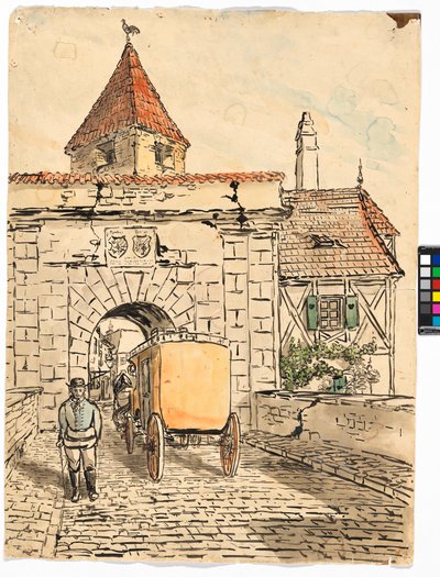 Stadttor mit Kutsche (Schülerarbeit) von Egon Schiele