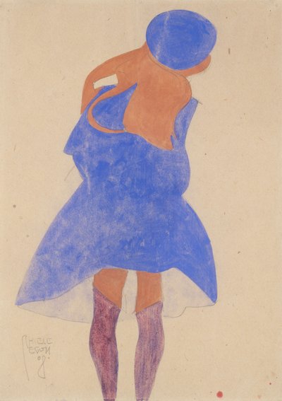 Stehendes Mädchen, Rückansicht, 1908 von Egon Schiele