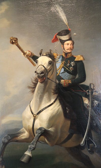 Porträt des Zarewitsch Alexander Nikolajewitsch zu Pferd, 1850er von Egor Botman