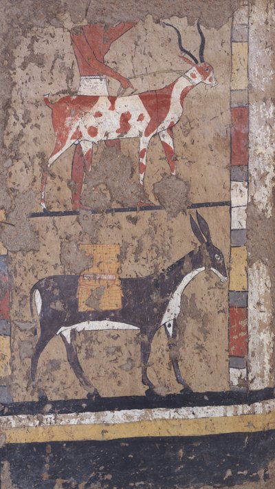 Antilope und Esel tragen Weizen aus dem Grab des Generals und Kanzlers von König Iti in El Ghebelen bei Luxor. 2200-2000 v. Chr. von Egyptian