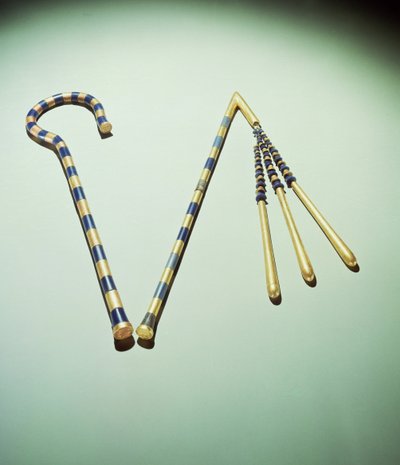 Krummstab und Geißel, aus dem Grab von Tutanchamun (ca. 1370-1352 v. Chr.) Neues Reich von Egyptian 18th Dynasty