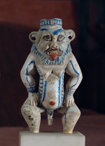 Gott Besh als Topf zur Aufbewahrung von Khol, dem Eyeliner ... von Egyptian 18th Dynasty