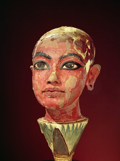 Kopf des Kindkönigs, der aus einer Lotusblume auftaucht, aus dem Grab von Tutanchamun (ca. 1370-1352 v. Chr.) Neues Reich von Egyptian 18th Dynasty