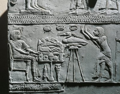 Horemheb isst ein Totenmahl, Relief aus dem Grab von Horemheb in Saqqara von Egyptian 18th Dynasty