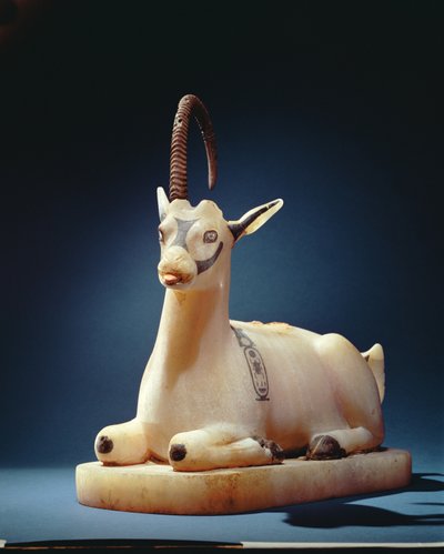 Deckel eines Salbgefäßes in Form eines Steinbocks, aus dem Grab von Tutanchamun, Neues Reich von Egyptian 18th Dynasty