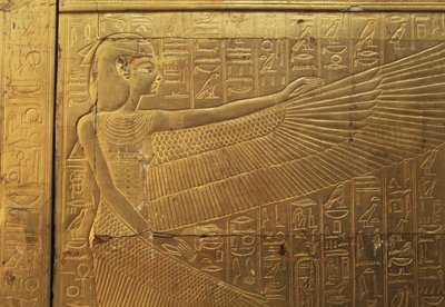 Relief auf der Rückseite des äußeren Panels der zweiten Grabkapelle, Schatzkammer von Tutanchamun, Ägypten, Ägyptische Zivilisation, Neues Reich, 18. Dynastie von Egyptian 18th Dynasty