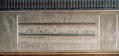 Text und Figuren aus dem Buch Amduat, Detail aus den Fresken in der Grabkammer von Amenhotep II, Tal der Könige, Luxor, Theben (Unesco-Welterbeliste) von Egyptian 18th Dynasty