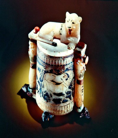 Salbgefäß mit einer Figur des Königs als Löwe, aus dem Grab von Tutanchamun, Neues Reich von Egyptian 18th Dynasty