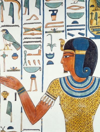 Säule mit Hornedjitef, Detail der Fresken in Nefertaris Grabkammer, Tal der Königinnen, Luxor, Theben (Unesco-Welterbeliste) von Egyptian 19th Dynasty