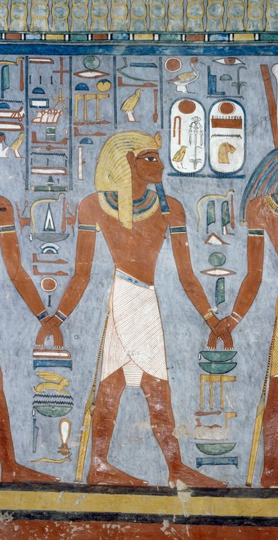 Männliche Figur, Detail der Fresken in der Grabkammer des Grabes von Ramses I., Tal der Könige, Luxor, Theben (Unesco-Welterbeliste) von Egyptian 19th Dynasty