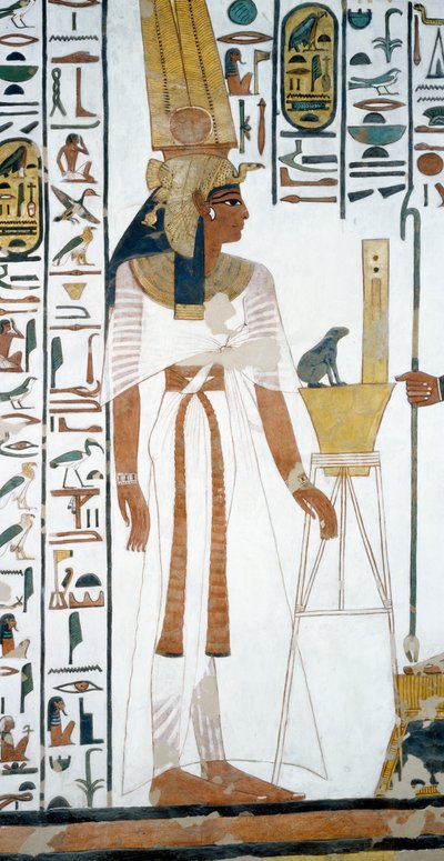 Nefertari, Detail aus den Fresken in der zweiten Kammer des Grabes von Nefertari, Tal der Königinnen, Luxor, Theben (Unesco-Weltkulturerbe) von Egyptian 19th Dynasty