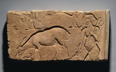 Relief, das einen Ziegenhirten mit einer Ziege und Bäumen darstellt, möglicherweise aus Tell el-Amarna, Neues Reich, 1350-1333 v. Chr. von Egyptian 19th Dynasty