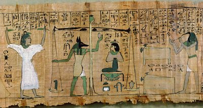 Totenpapyrus von Djedkhonsouefankh, der das Urteil über den Verstorbenen darstellt, Dritte Zwischenzeit von Egyptian 21st Dynasty