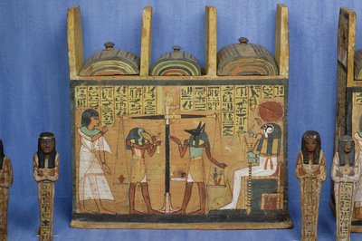 Ushabti-Schrein mit einer Szene der Psychostase, Dritte Zwischenzeit von Egyptian 21st Dynasty