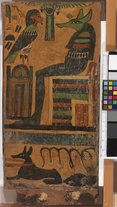 Anubis und die Seele des Verstorbenen, von einem Sarkophag von Egyptian 26th Dynasty