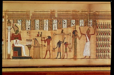 Das Urteil des Osiris, Detail aus einem Totenbuch, Spätzeit (Papyrus) von Egyptian 30th Dynasty