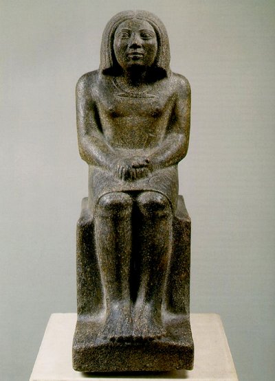 Sitzende männliche Figur, Ägypten, Ankh, 3. Dynastie von Egyptian 3rd Dynasty