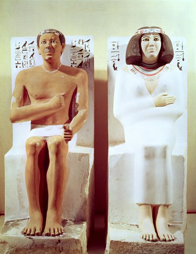 Rahotep und seine Frau Nofret, ca. 2620 v. Chr. (bemalter Kalkstein) von Egyptian 4th Dynasty