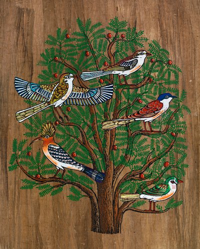 Ägyptische Kunst, ägyptischer Papyrus: Vögel auf einem Baum von Egyptian Egyptian