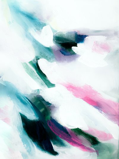 Fließendes Teal-Pink-Abstrakt von Ejaaz Haniff