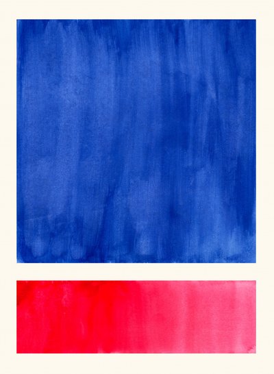 Lebhaftes Blau-Rot-Abstrakt von Ejaaz Haniff