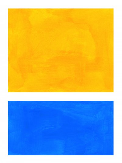 Lebhaftes Gelb-Blau-Abstrakt von Ejaaz Haniff