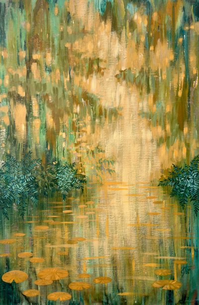 Goldene Teichreflexionen von Ekaterina Prisich
