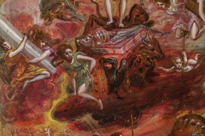 Tragbarer Altar: zentrales Panel darstellend eine Allegorie des christlichen Ritters (Detail) von El Greco