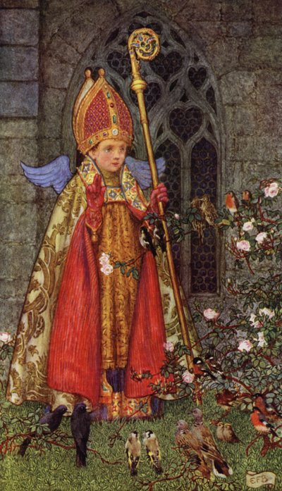 Sei gegrüßt, Bischof Valentin, dessen Tag dies ist! Die ganze Luft ist dein Bistum, und alles Zwitschern ... von Eleanor Fortescue Brickdale