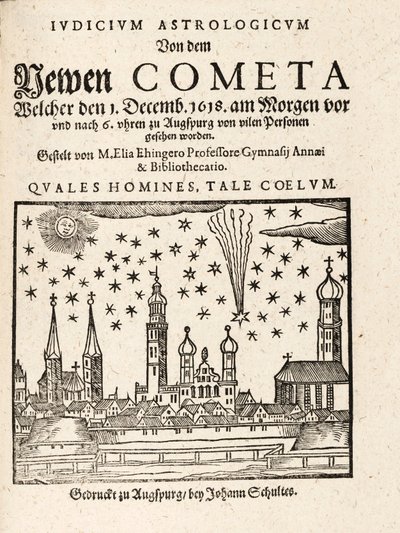 Ein neuer Komet, gesehen von Augsburg, Deutschland am 1. Dezember 1618, veröffentlicht 1618 von Elias Ehinger 1573 1653.