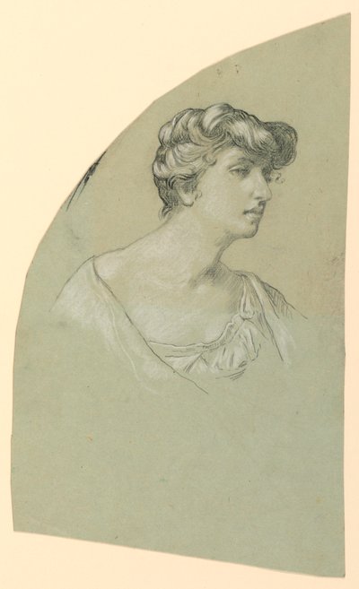 Zeichnung, Porträtskizze einer jungen Frau, ca. 1885 von Elihu Vedder