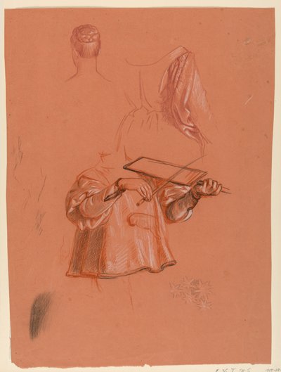 Zeichnung, Figuren- und Draperiestudien, ca. 1885 von Elihu Vedder