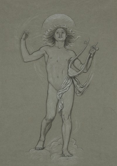 Studie für die Figur des Apollo, aus den 60 Studien für die Huntington-Decke (1926.80) von Elihu Vedder
