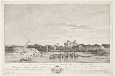 Aussicht auf Château de Madrid und Pavillon de Bagatelle (Vue du Chateau de Madrid et du Pavillon de Bagatelle pres de Paris) von Elise Saugrain